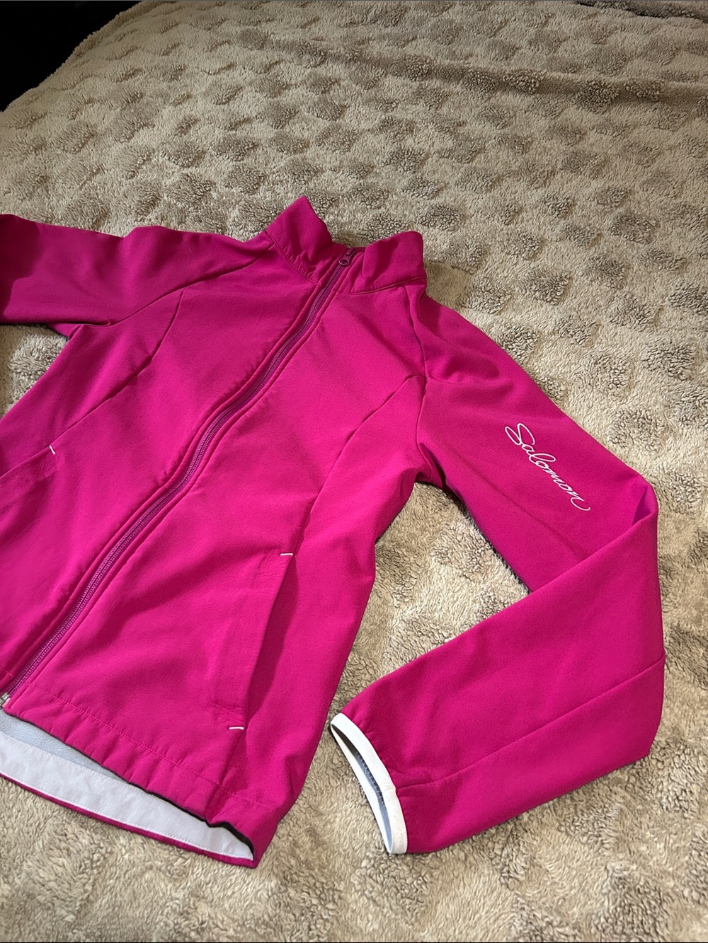 Salomon ClimaPRO Softshell Jacket Women’s Small Pink Full Zip Fleece Lined